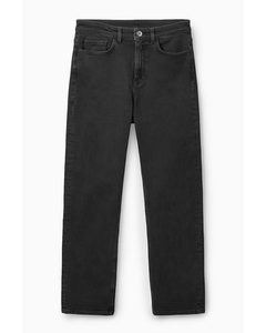 Straight-leg Slim-fit Ankle-length Jeans Washed Black