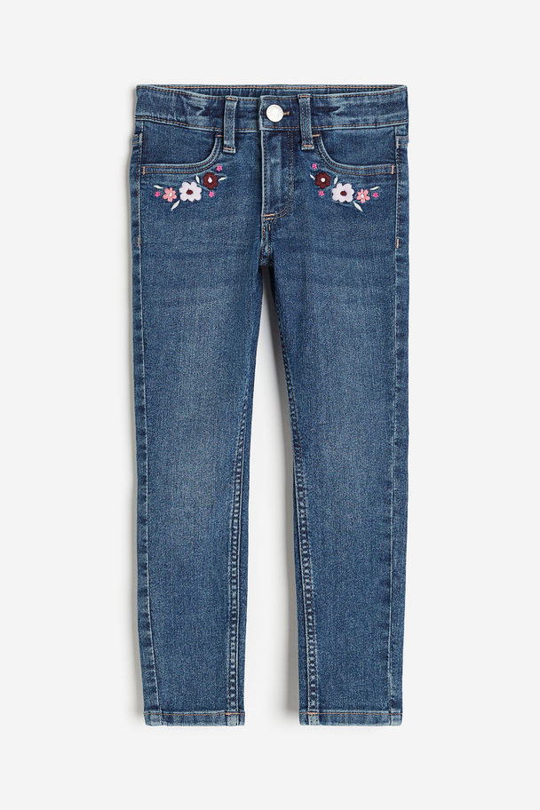 H&M Superstretch Skinny Fit Jeans Denimblauw/bloemen