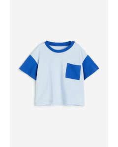 T-Shirt aus Baumwolljersey Hellblau/Blockfarben
