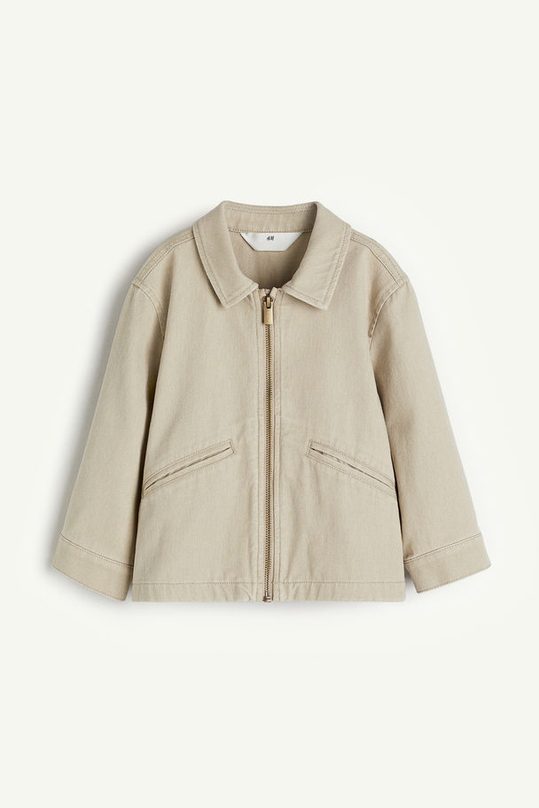 H&M Jacke aus Baumwolltwill Hellbeige