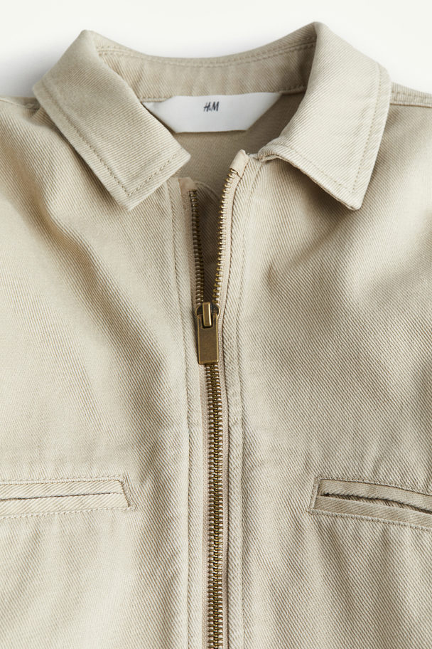 H&M Jacke aus Baumwolltwill Hellbeige