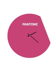 Homemania Pantone Moon Clock - Väggdekoration, Rund - Vardagsrum, Kök, Kontor - Rosa, Vit Metall, 40 X 0,15 X 40 Cm