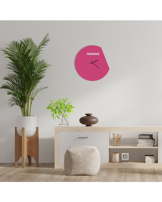 Homemania Homemania Moon Clock - Wall Decoration, Round - For Living Room, Kitchen, Office - Pink, White Made 