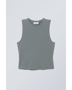 Zachte Geborstelde Tanktop Donkerturkoois