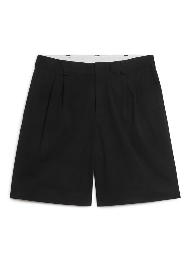 ARKET Wide-leg Cotton Shorts Black