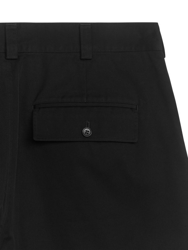 ARKET Wide-leg Cotton Shorts Black