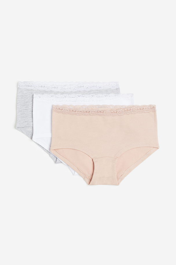 H&M 3-pack Cotton Hipster Briefs Pink/white