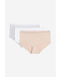 3-pack Cotton Hipster Briefs Pink/white