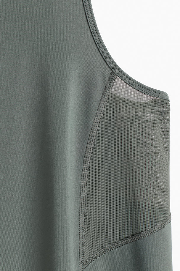 H&M Drymove™ Sports Vest Top Dark Khaki Green