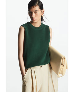 Regular-fit Knitted Vest Dark Green