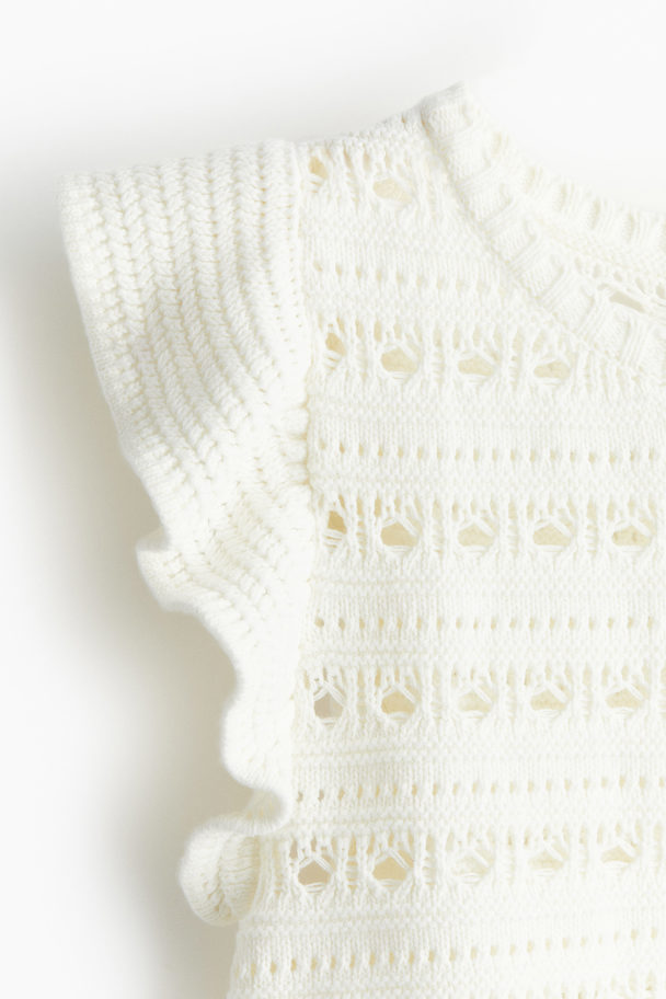 H&M Pointelle-knit Top White