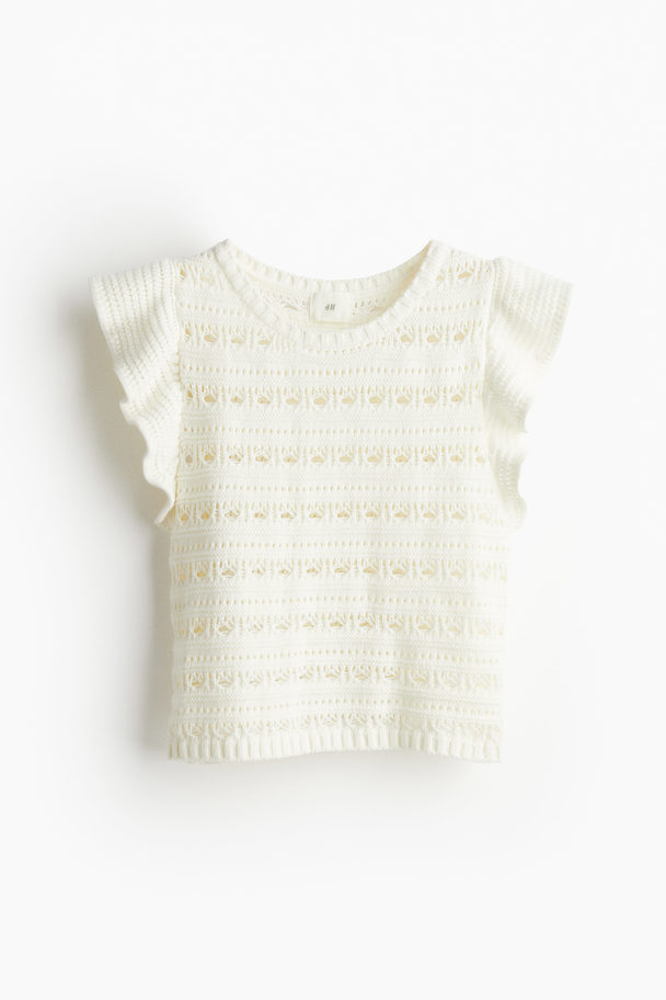 H&M Pointelle-knit Top White