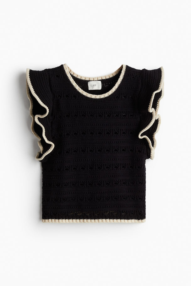 H&M Pointelle-knit Top Black