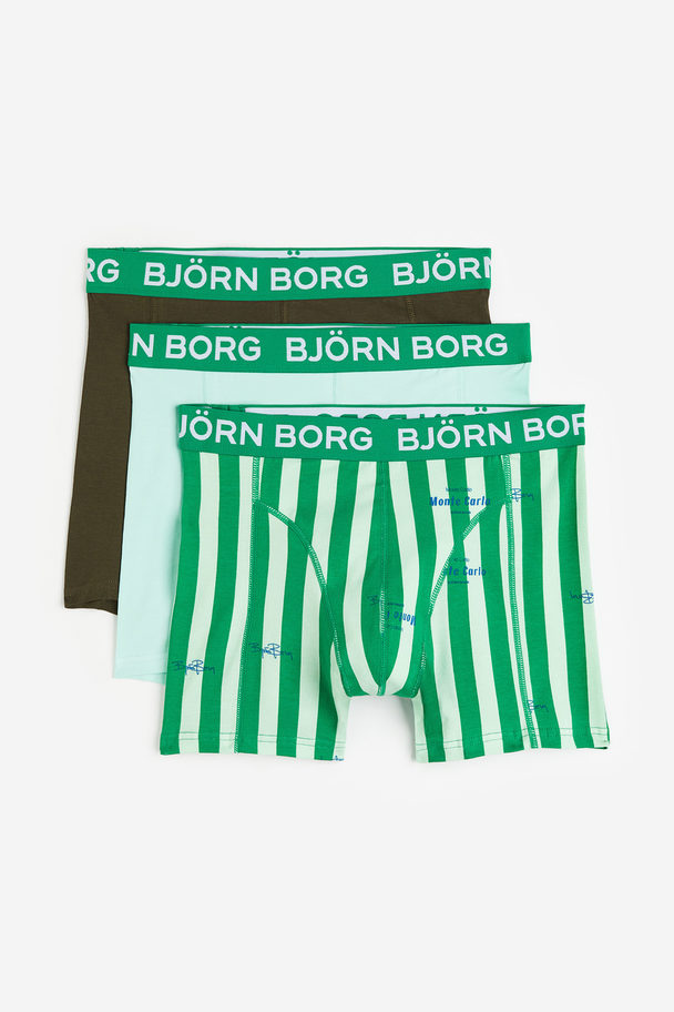 Björn Borg Cotton Stretch Boxer 3p Green x2 + stripes
