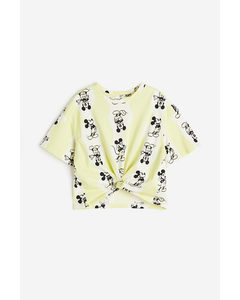 Tie-hem T-shirt Light Yellow/mickey Mouse