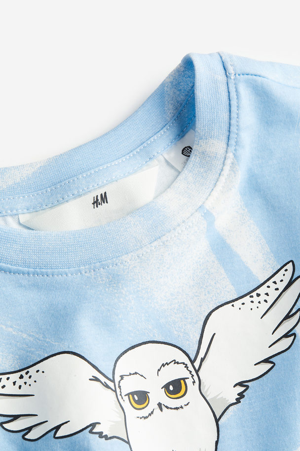 H&M T-shirt Met Geknoopt Detail Lichtblauw/harry Potter
