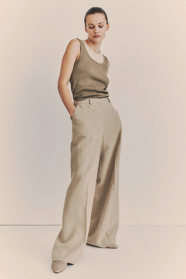 H&M Silk-blend Vest Top Dark Beige