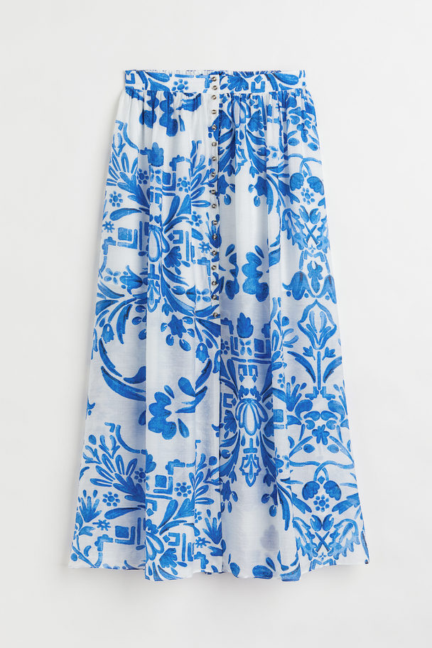 H&M Patterned Skirt White/blue Patterned