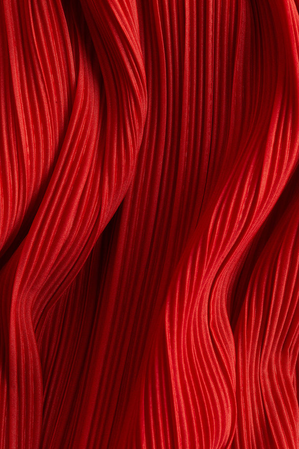 H&M Plissé Maxi Dress Bright Red