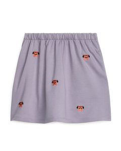 Embroidered Jersey Skirt Lilac