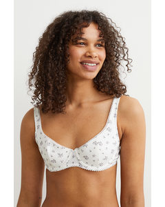 Padded Underwired Bra White/small Flowers
