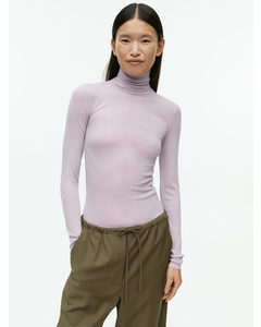 Roll-neck Wool Top Lilac
