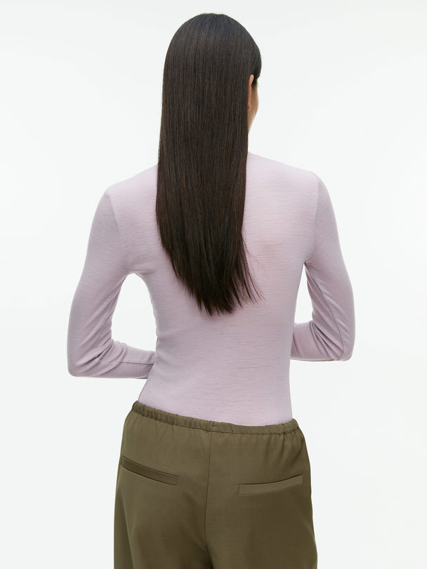 ARKET Roll-neck Wool Top Lilac