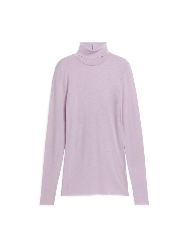 ARKET Roll-neck Wool Top Lilac