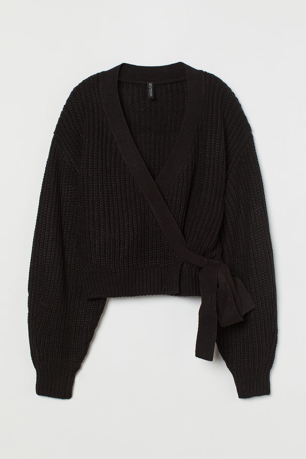H&M Knitted Wrapover Cardigan Black