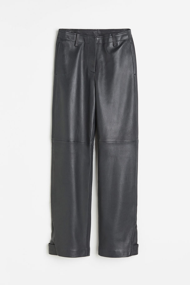 H&M Bikerhose aus Leder Dunkelgrau