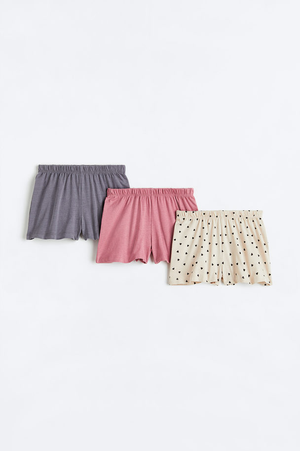 H&M Set Van 3 Katoenen Shorts Dusty Roze/grijs