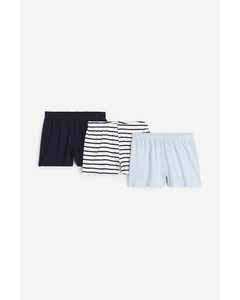3-pack Cotton Shorts Light Blue/striped