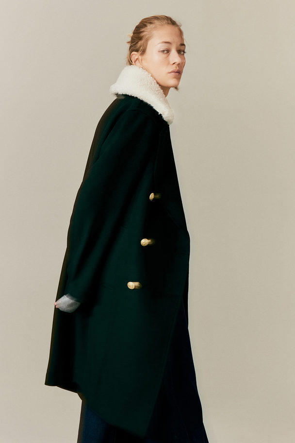 H&M Mantel mit abnehmbarem Kragen Schwarz