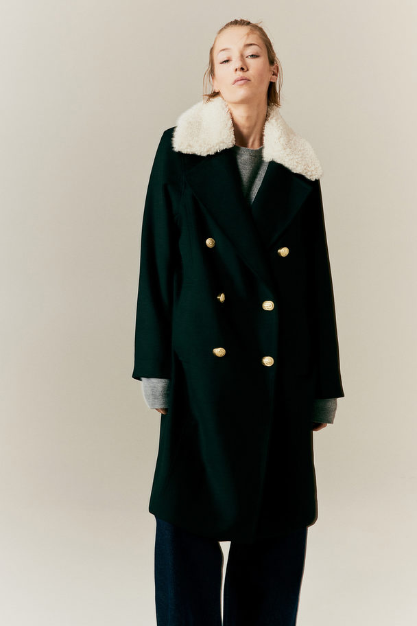 H&M Detachable-collar Coat Black