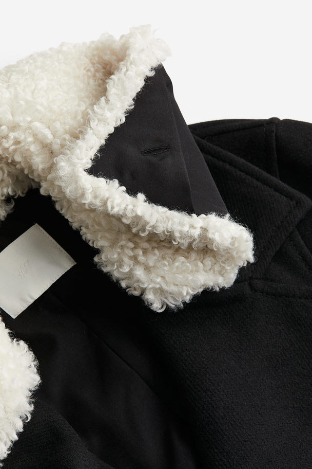 H&M Mantel mit abnehmbarem Kragen Schwarz