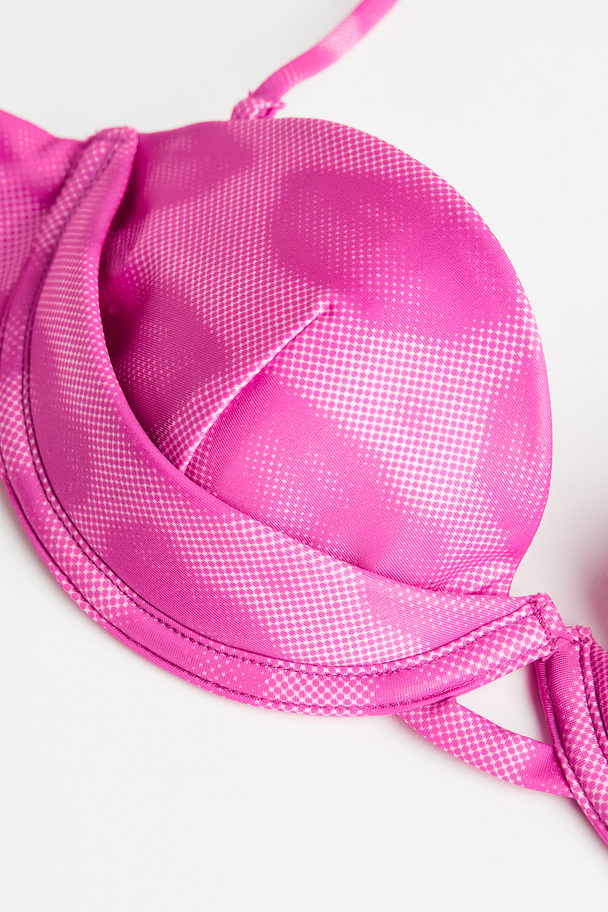 H&M Bikinitop Med Grafisk Tryk Cerise/læber