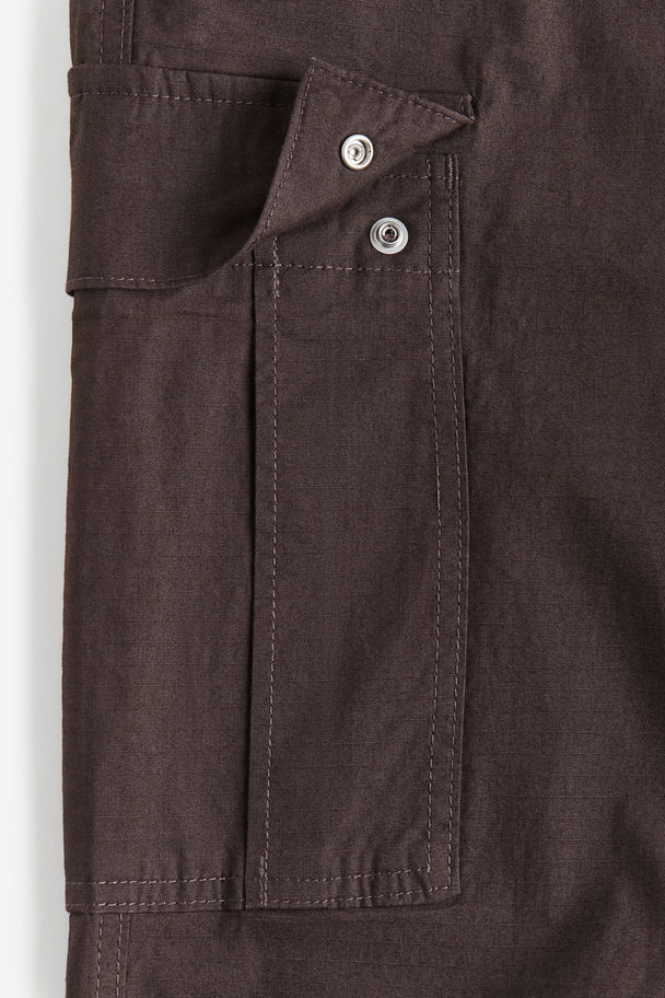 H&M Regular Fit Ripstop Cargo Trousers Dark Brown