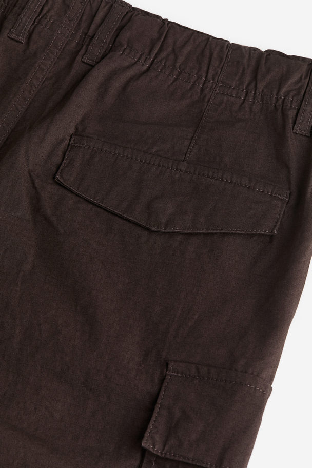H&M Regular Fit Ripstop Cargo Trousers Dark Brown