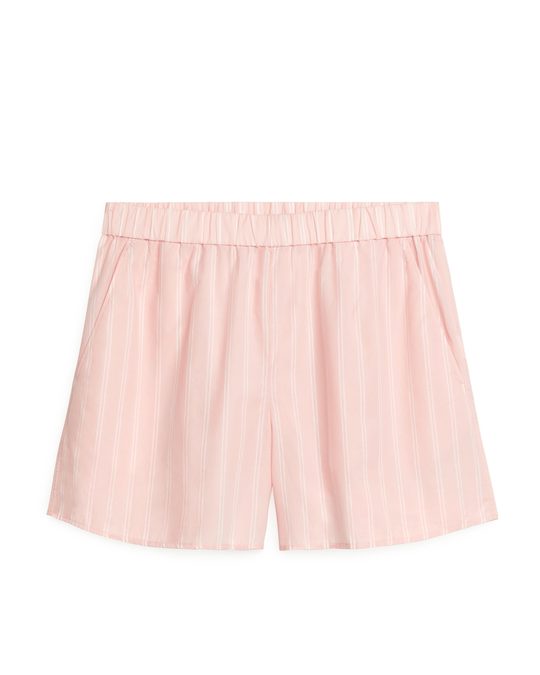 Arket Soft Cotton Pyjama Shorts Pink/white
