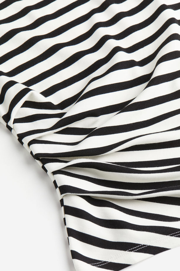 H&M Pleat-detail Top White/black Striped