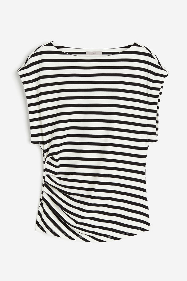 H&M Pleat-detail Top White/black Striped