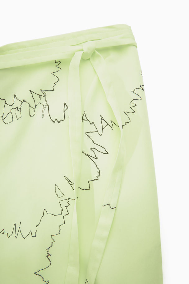 COS Printed Wide-leg Cropped Trousers Light Green