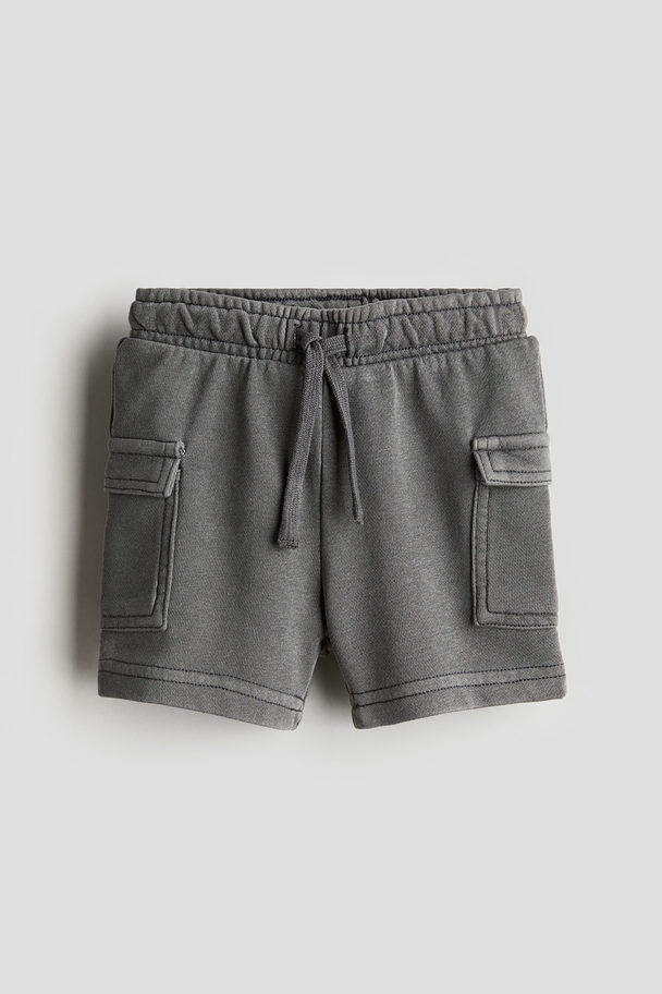 H&M Washed-look Sweatshirt Cargo Shorts Dark Grey