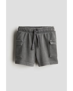 Cargo-Sweatshorts im Washed-Look Dunkelgrau