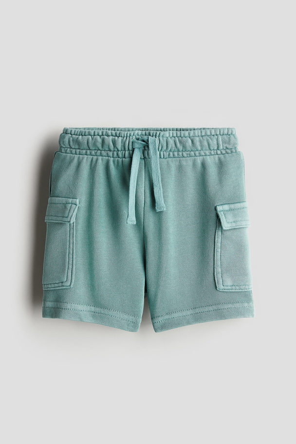 H&M Washed-look Sweatshirt Cargo Shorts Turquoise