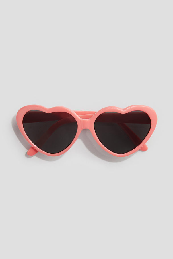 H&M Heart-shaped Sunglasses Coral Pink