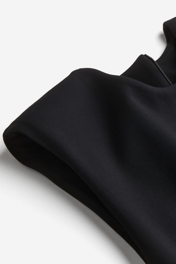 H&M Shoulder-pad Midi Dress Black
