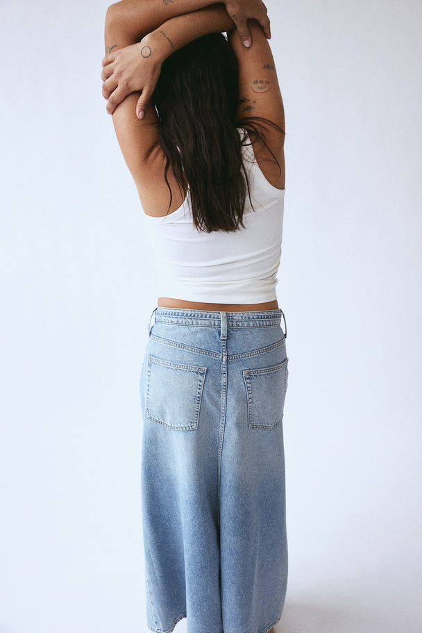 H&M Feather Soft Denim Rok Licht Denimblauw