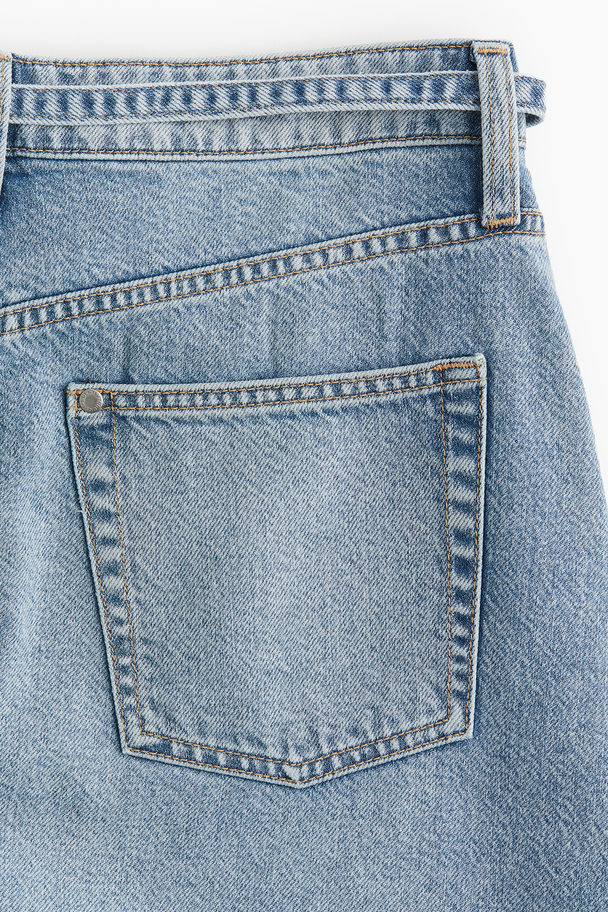 H&M Feather Soft Denim Rok Licht Denimblauw