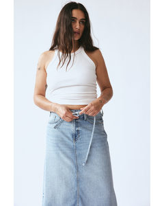 Feather Soft Denim Rok Licht Denimblauw